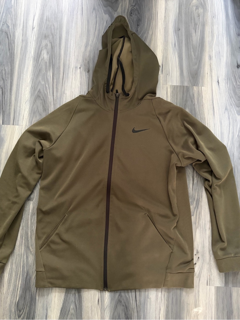 Nike Men's Olive Green Full-Zip Performance Hoodie Jacket